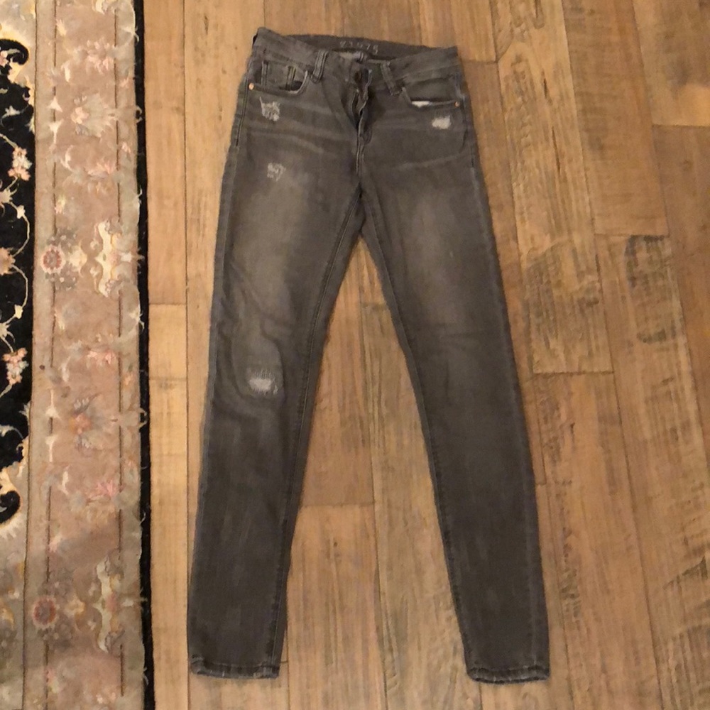 Zara Light Grey Distressed Jeans Size 02